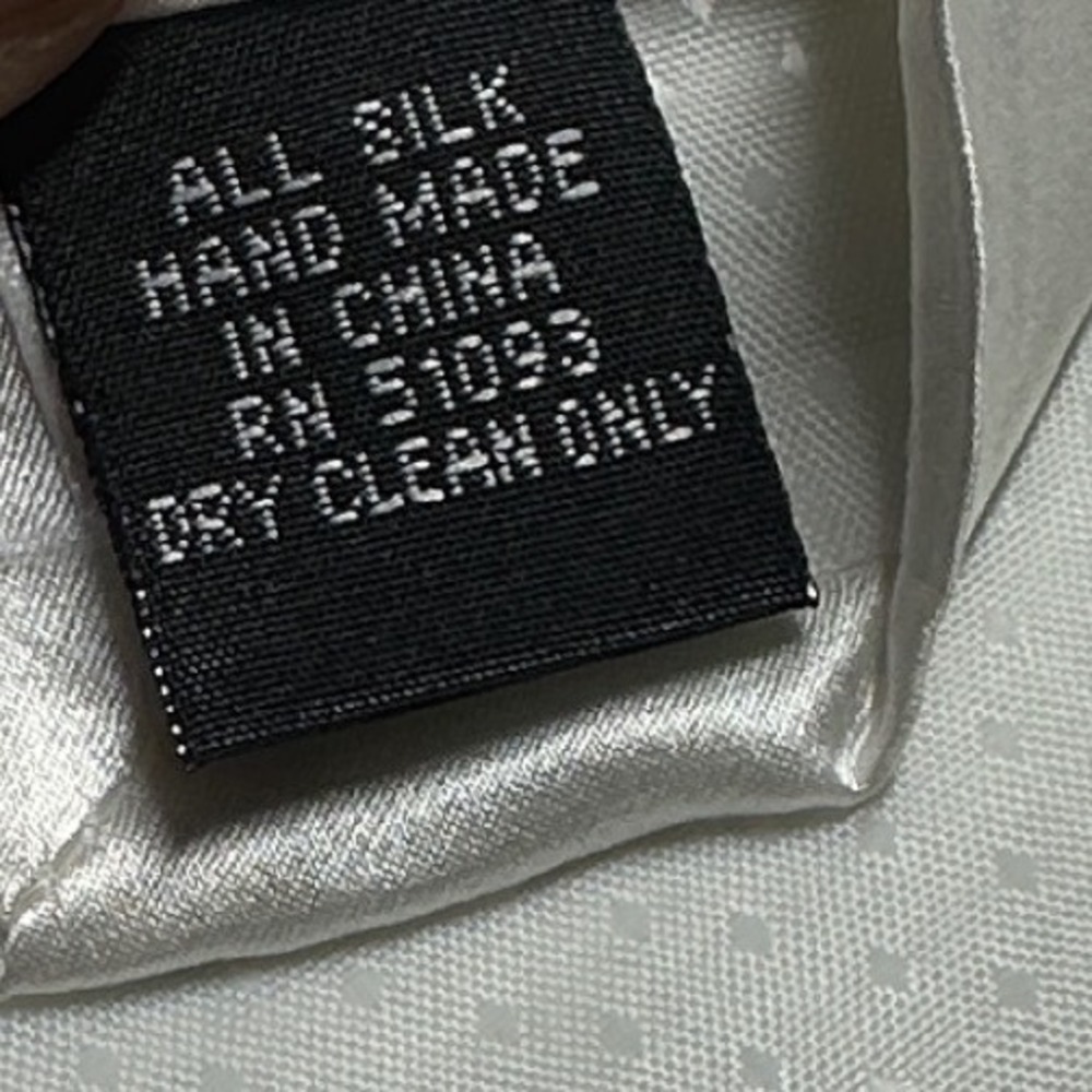 Stafford Silk Necktie and Pocket Square Set Mens Silver White Solid Satin 63" - Picture 6 of 7